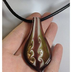 Purple And Green Glass Lamp Work Necklace